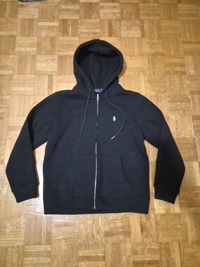Polo Ralph Lauren Black Zip-Up Hoodie - Size Medium Brand New